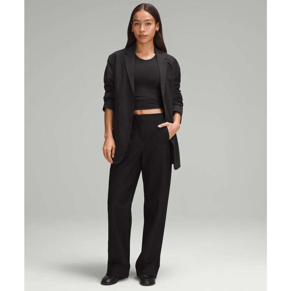 Lululemon Utilitech Relaxed Fit Mid Rise Black Wide Leg Pants Trousers Size 4 - Picture 1 of 12